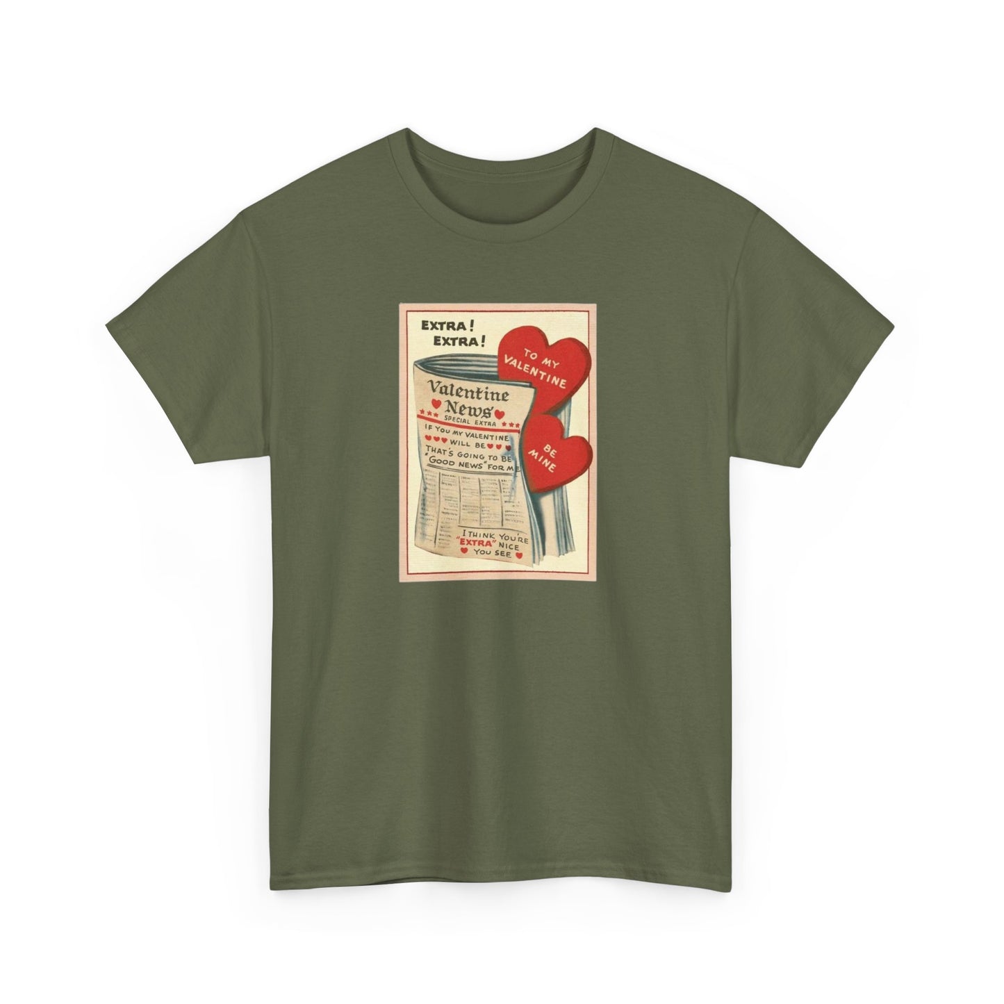 Friday Knights - Valentine’s Vintage Newspaper Hearts Tee