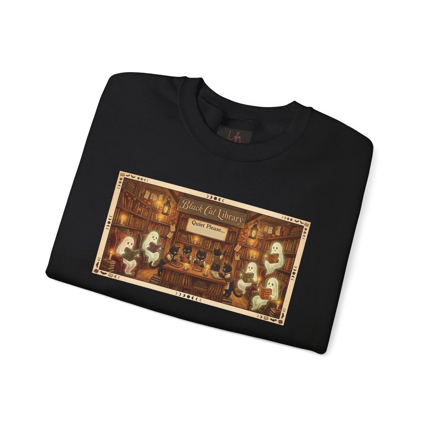 Friday Knights - Black Cat Library Crewneck Sweatshirt