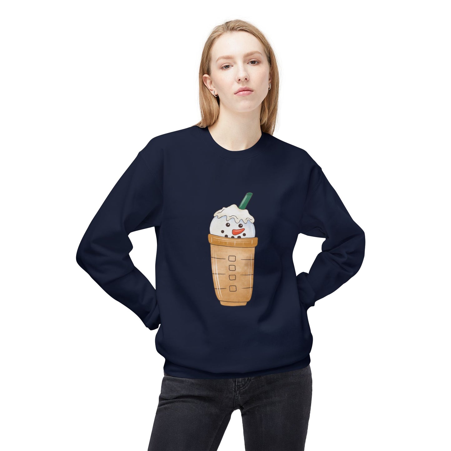 Friday Knights -  Snowman Coffee Cup Frappe fleece Sweatshirt