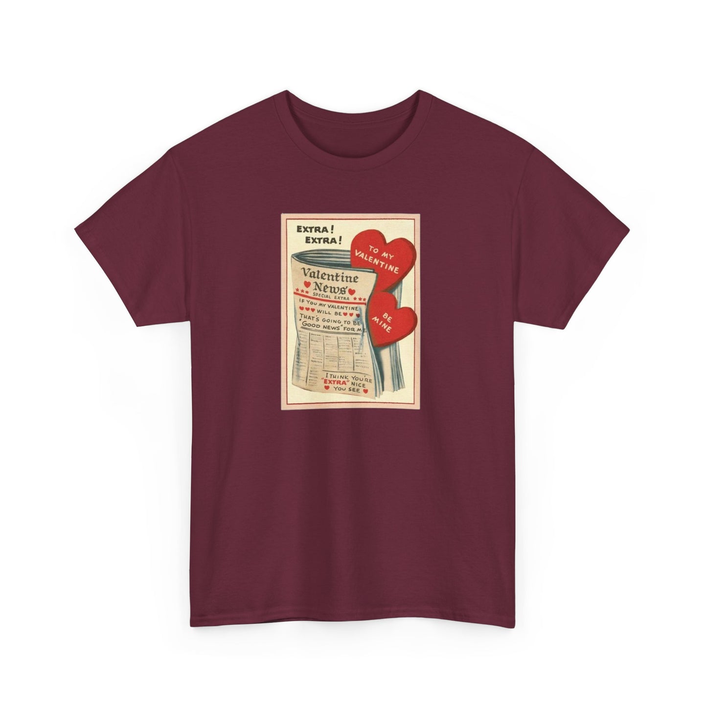 Friday Knights - Valentine’s Vintage Newspaper Hearts Tee