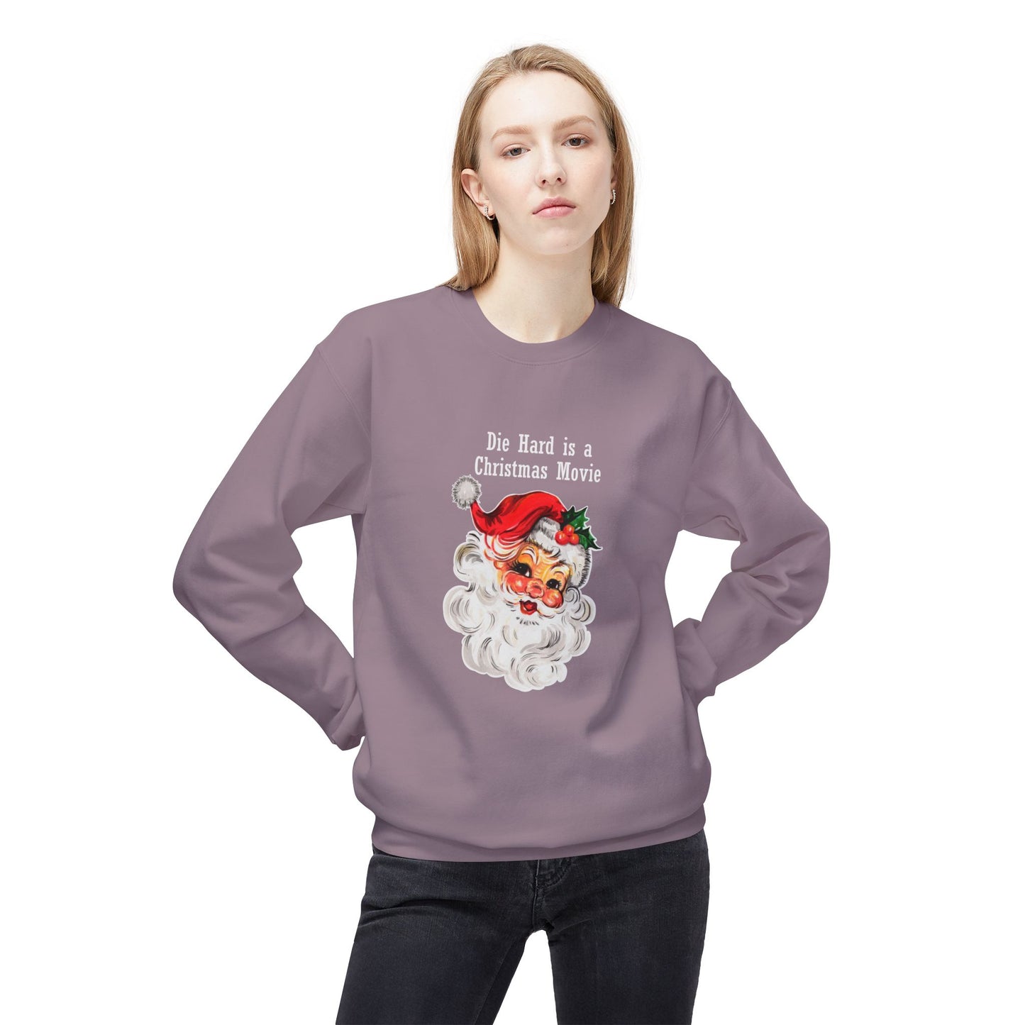 Christmas Sweatshirt - Vintage Santa “Die Hard is a Christmas Movie” Holiday Crewneck