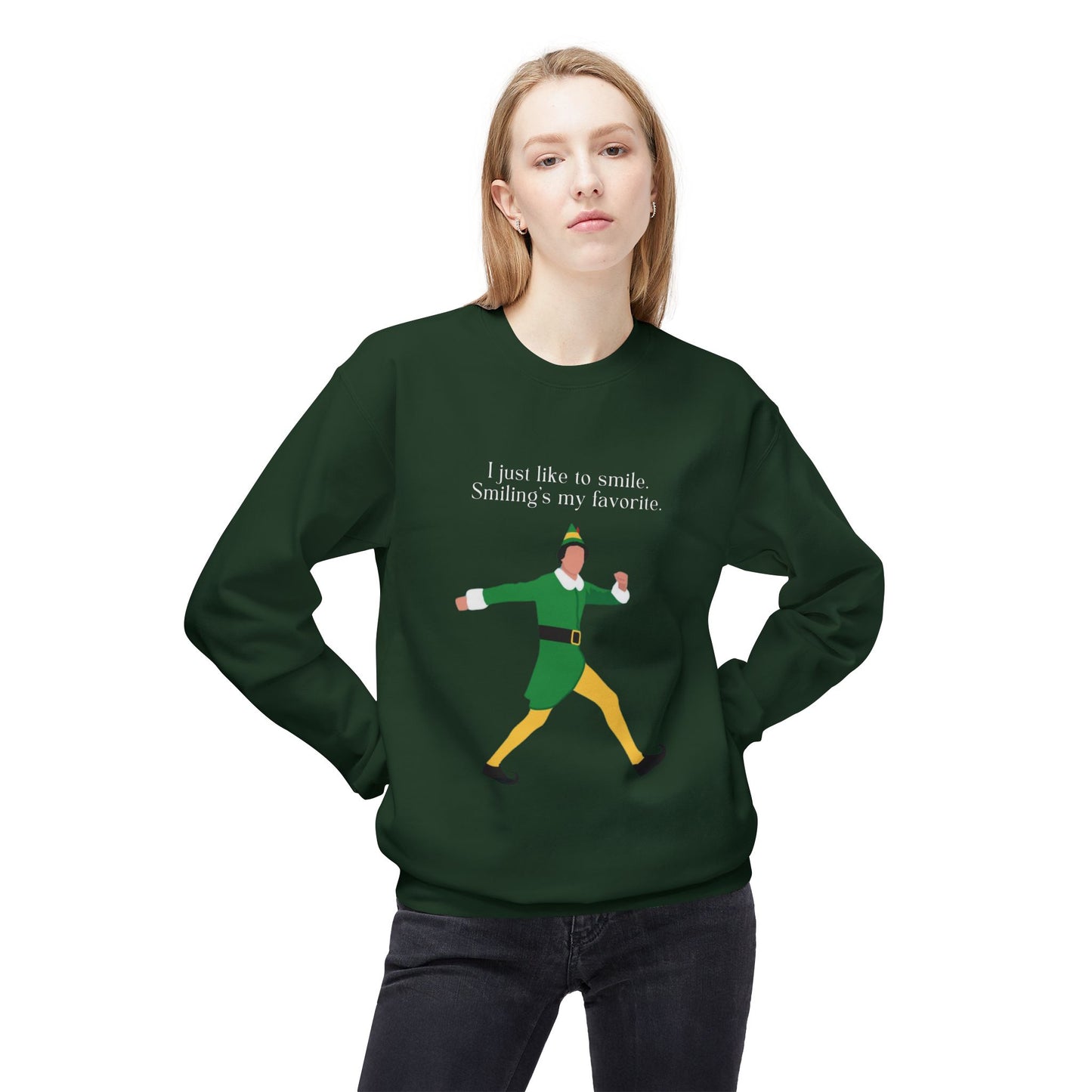 Friday Knights -  I just like smiling ELF Fleece Crewneck Sweatshirt