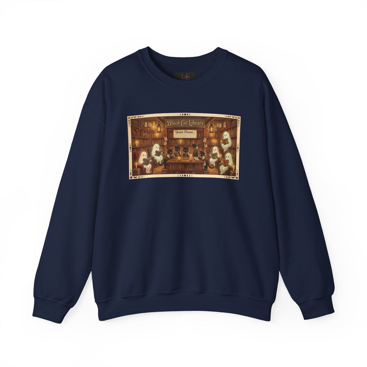 Friday Knights - Black Cat Library Crewneck Sweatshirt
