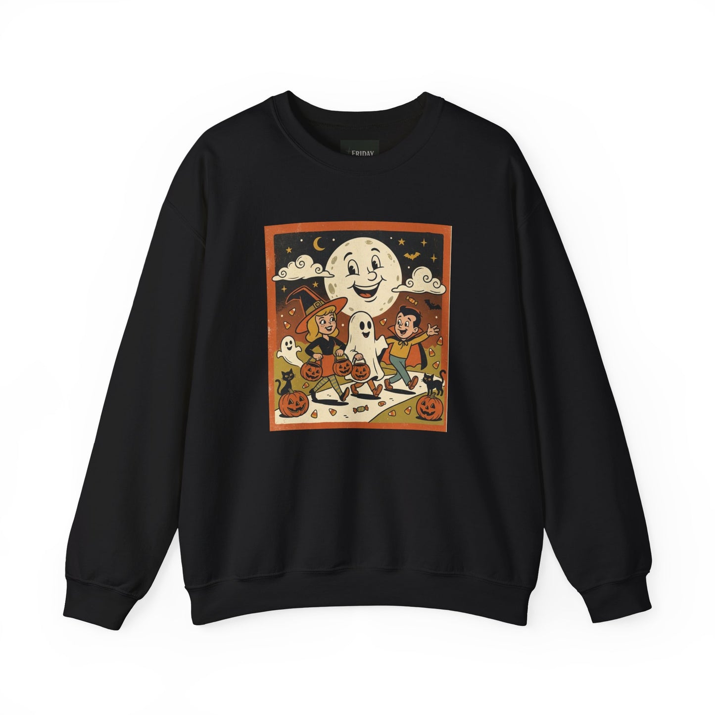 Friday Knights - Halloween Retro Crewneck Sweatshirt Trick Or Treaters