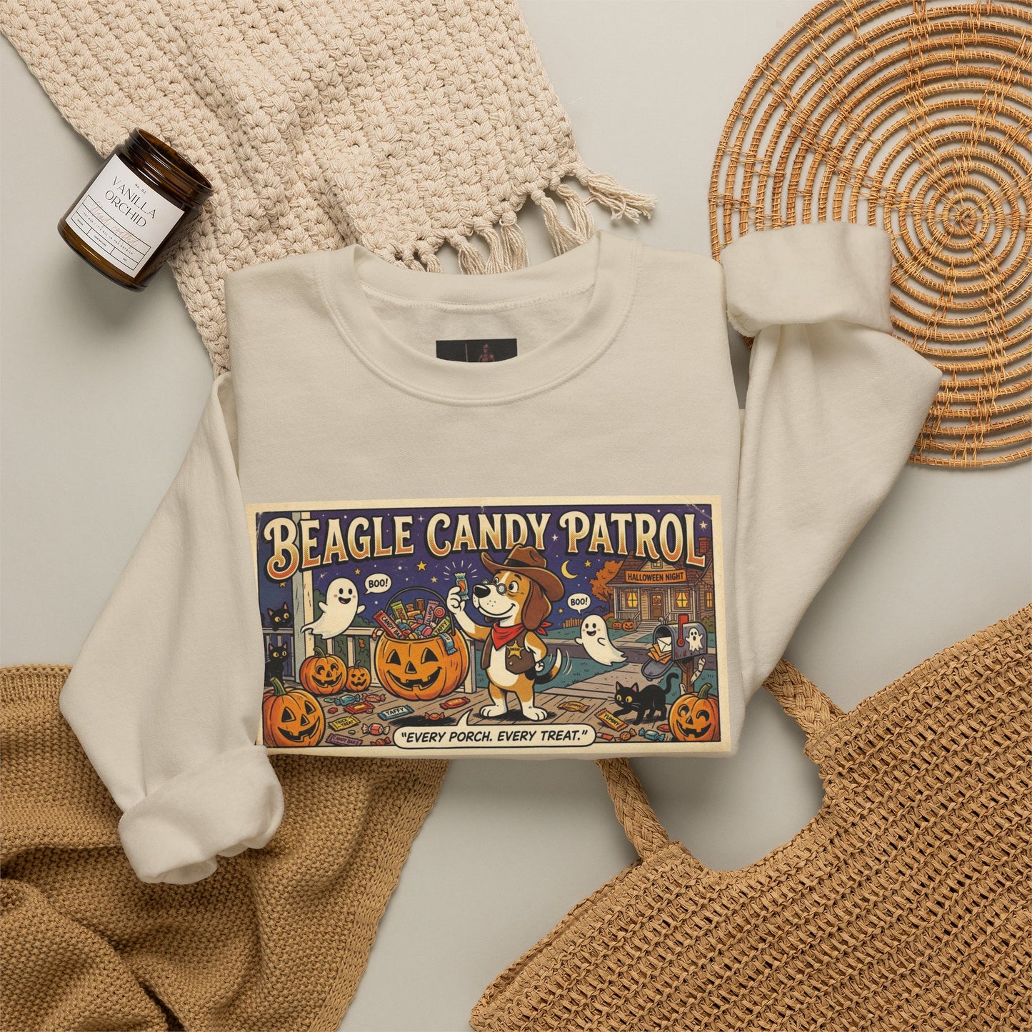 Friday Knights - Beagle Candy Patrol Halloween Crewneck Sweatshirt
