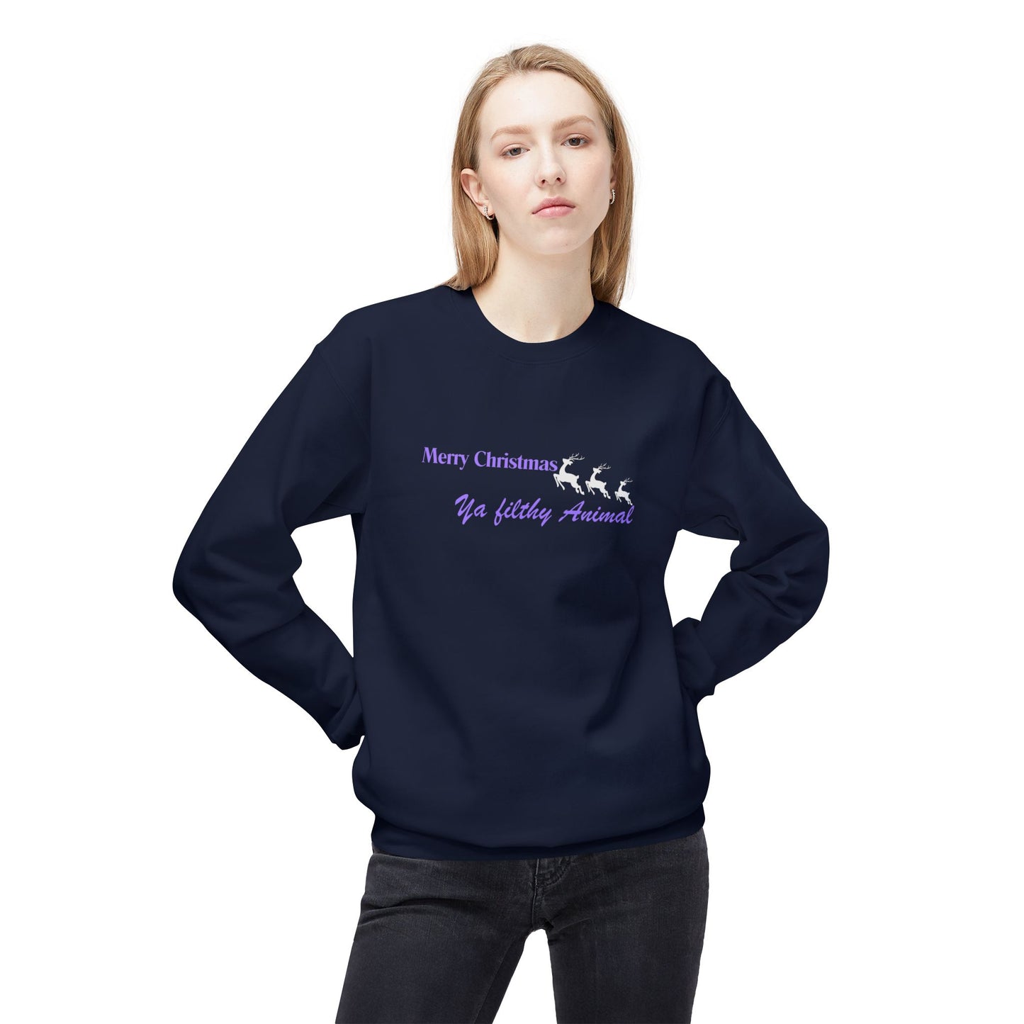 Friday Knights - "Merry Christmas Ya Filthy Animal" Cozy fleece Crewneck