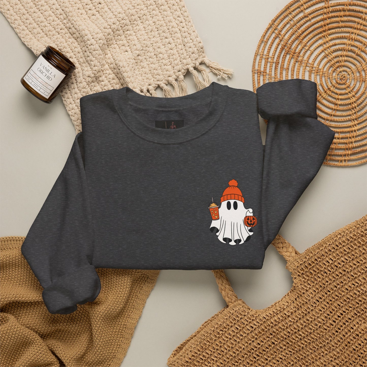 Friday Knights- Ghost in a Beanie Crewneck Sweatshirt