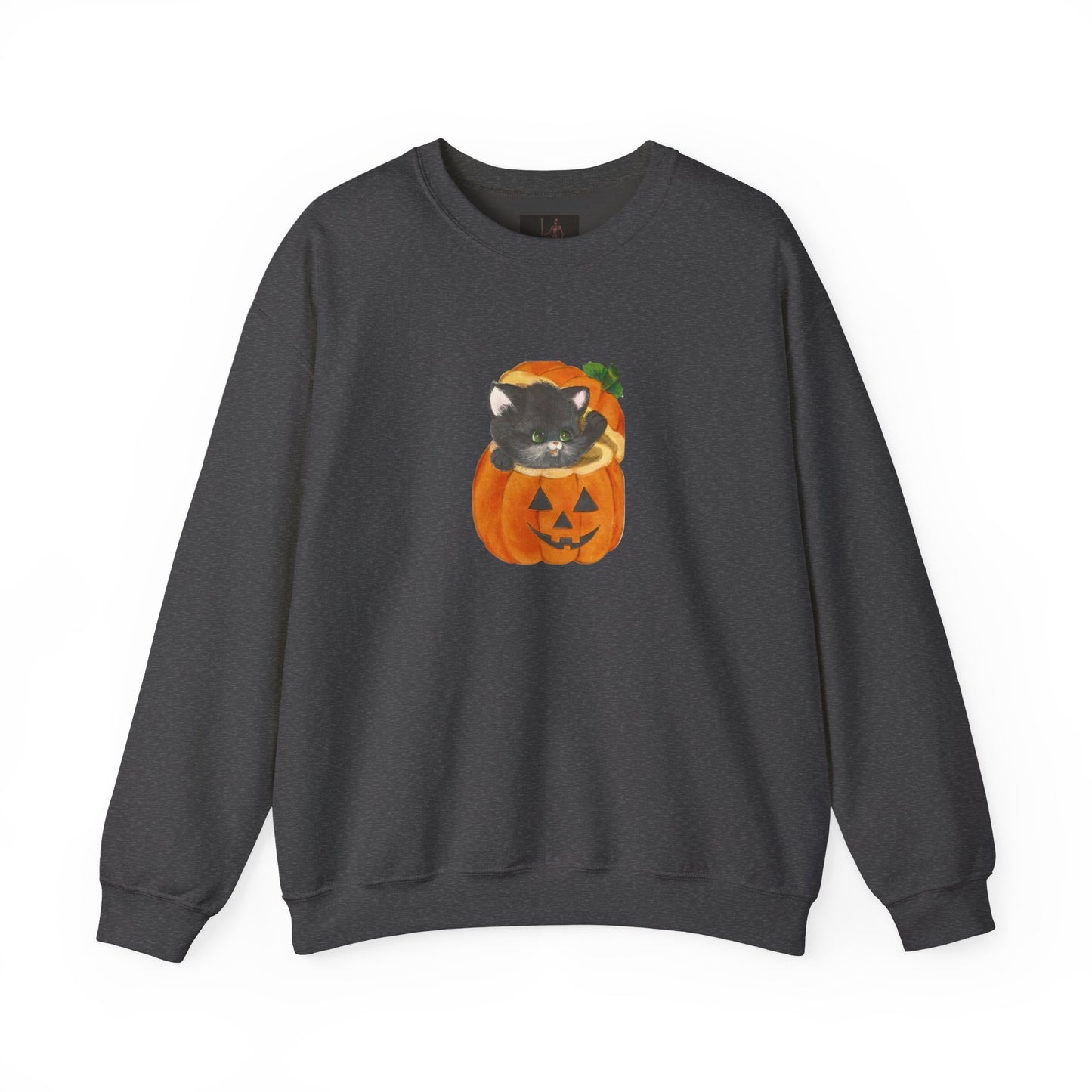 Friday Knights-  Black Cat in Jack-O'-Lantern Crewneck Sweatshirt
