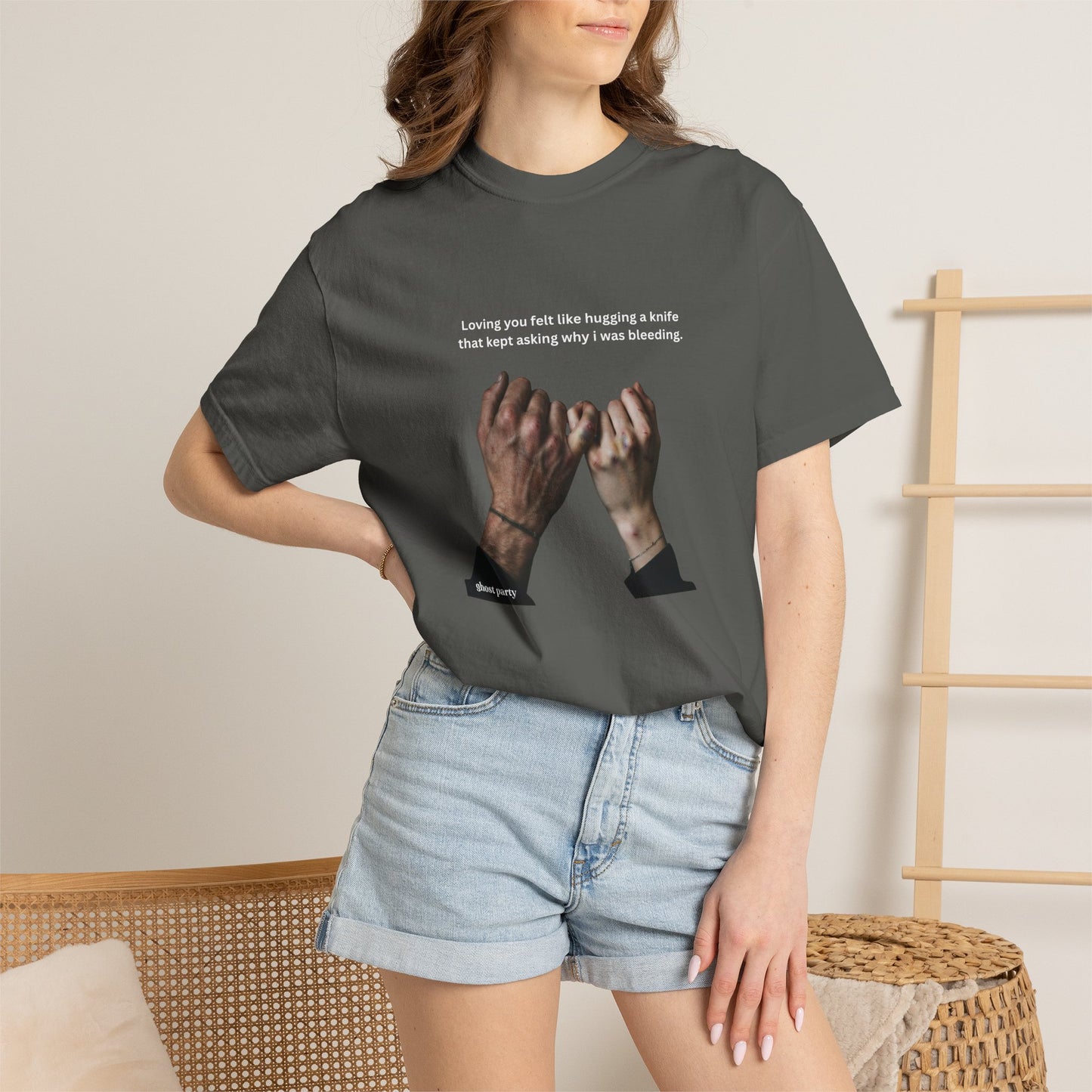 "Loving you felt like hugging a knife" tee