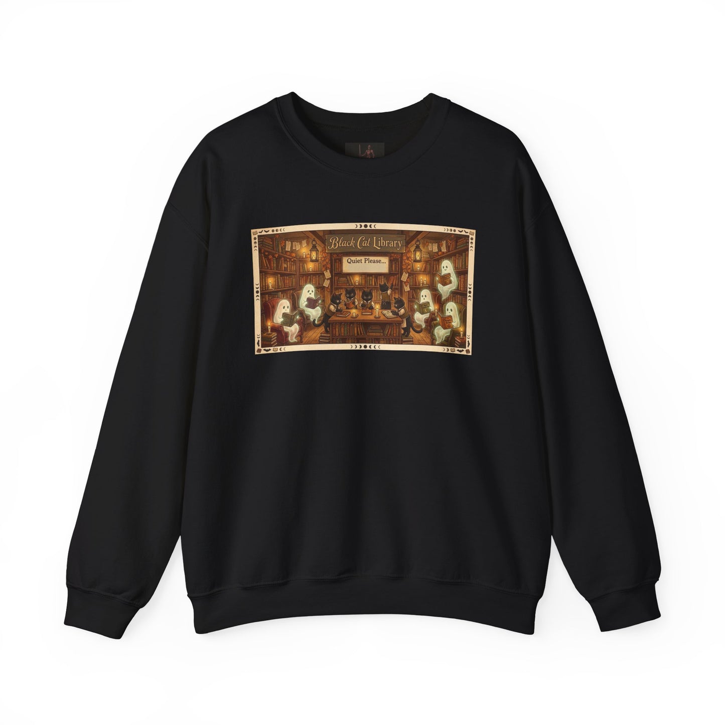 Friday Knights - Black Cat Library Crewneck Sweatshirt