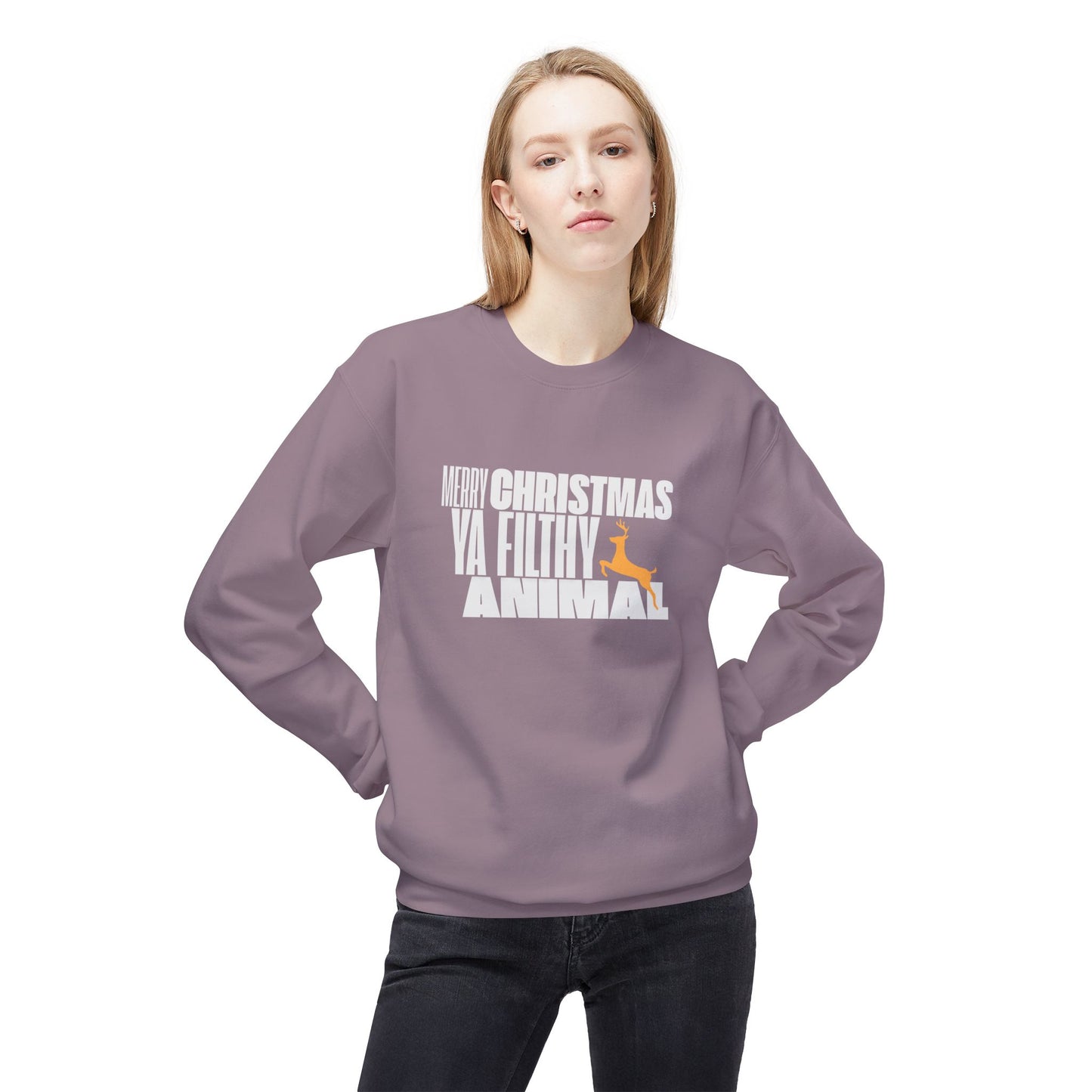 Friday Knights - Merry Christmas ya filthy Animal Fleece Crewneck Sweatshirt