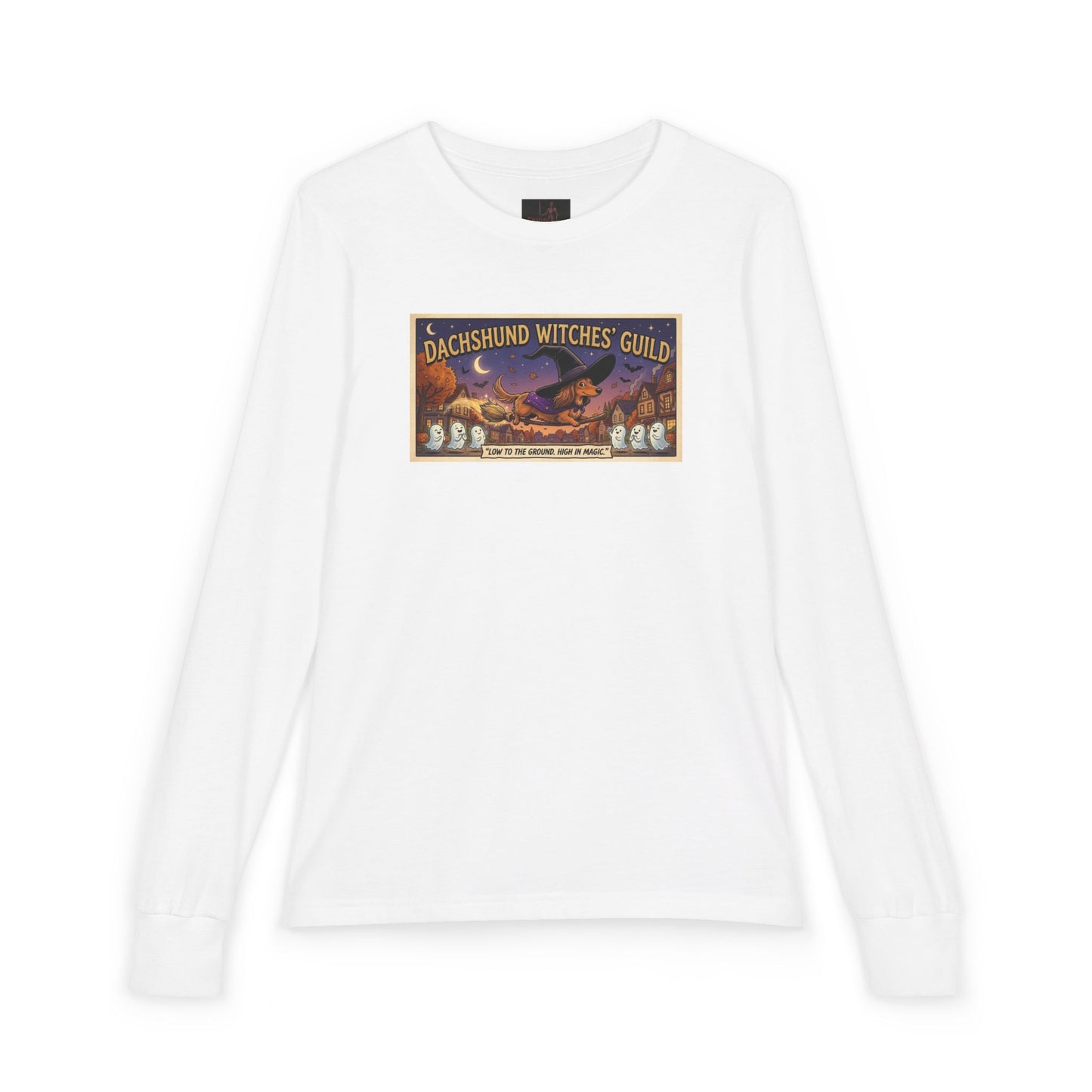 Friday Knights KIDS- Dachshund Witches Guild Youth Long Sleeve Tee