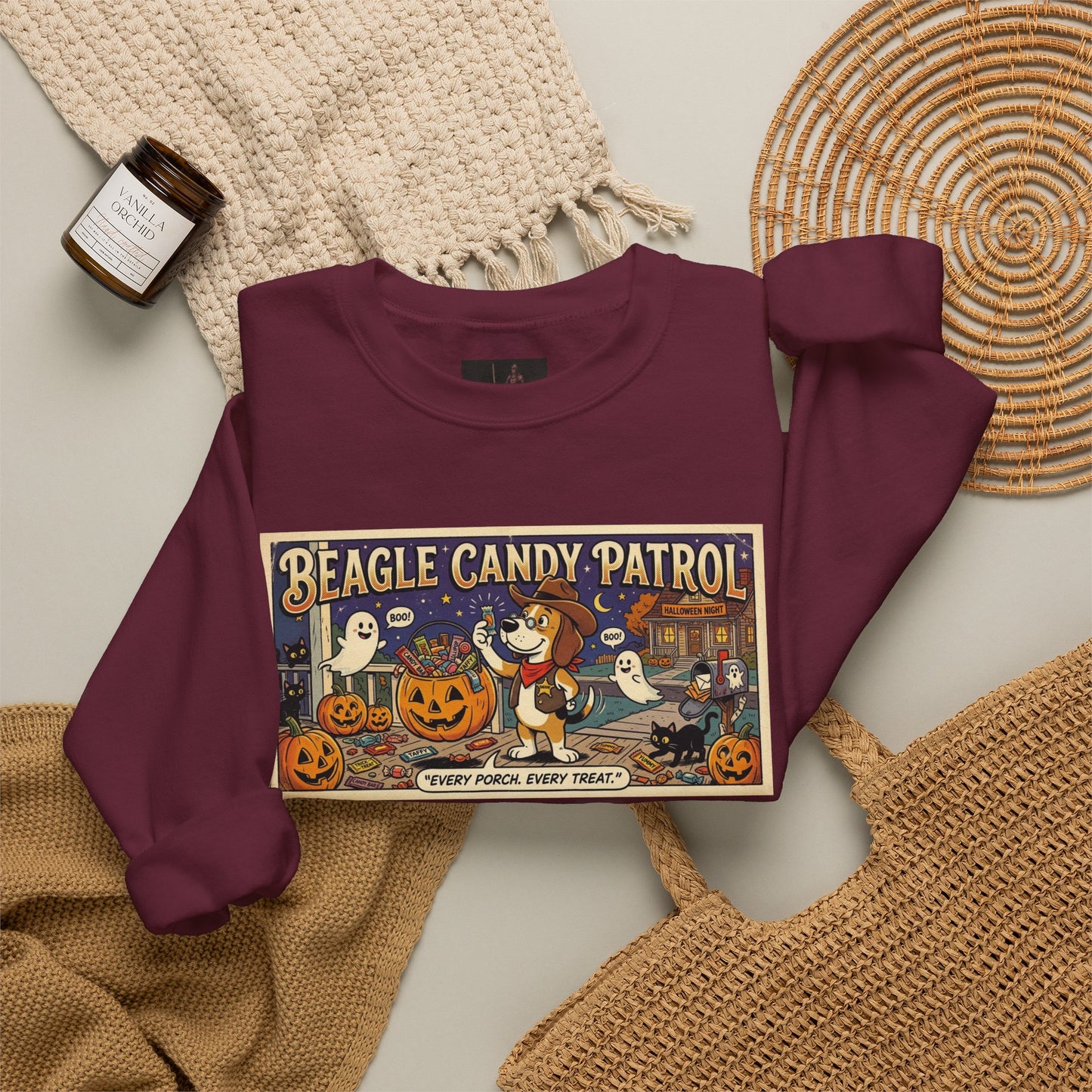 Friday Knights - Beagle Candy Patrol Halloween Crewneck Sweatshirt