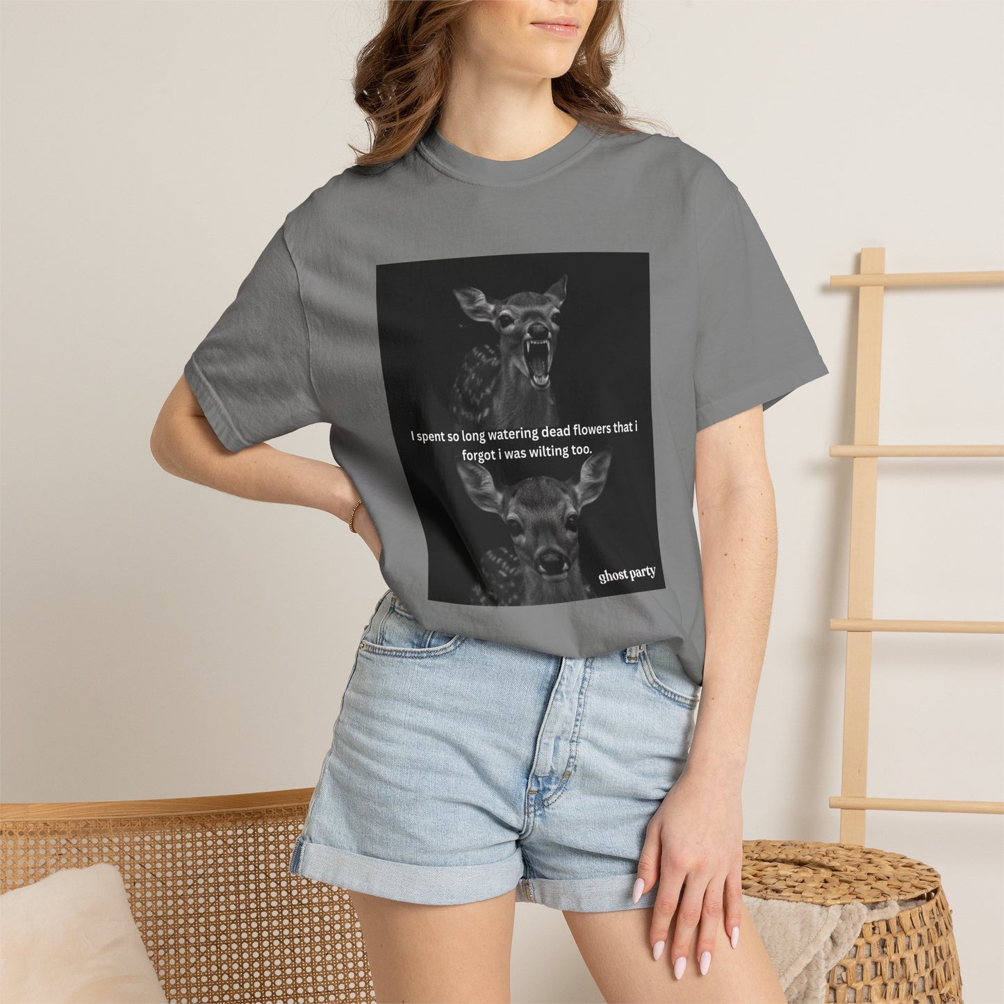 Deer Graphic T-Shirt “I spent so long watering dead flowers”