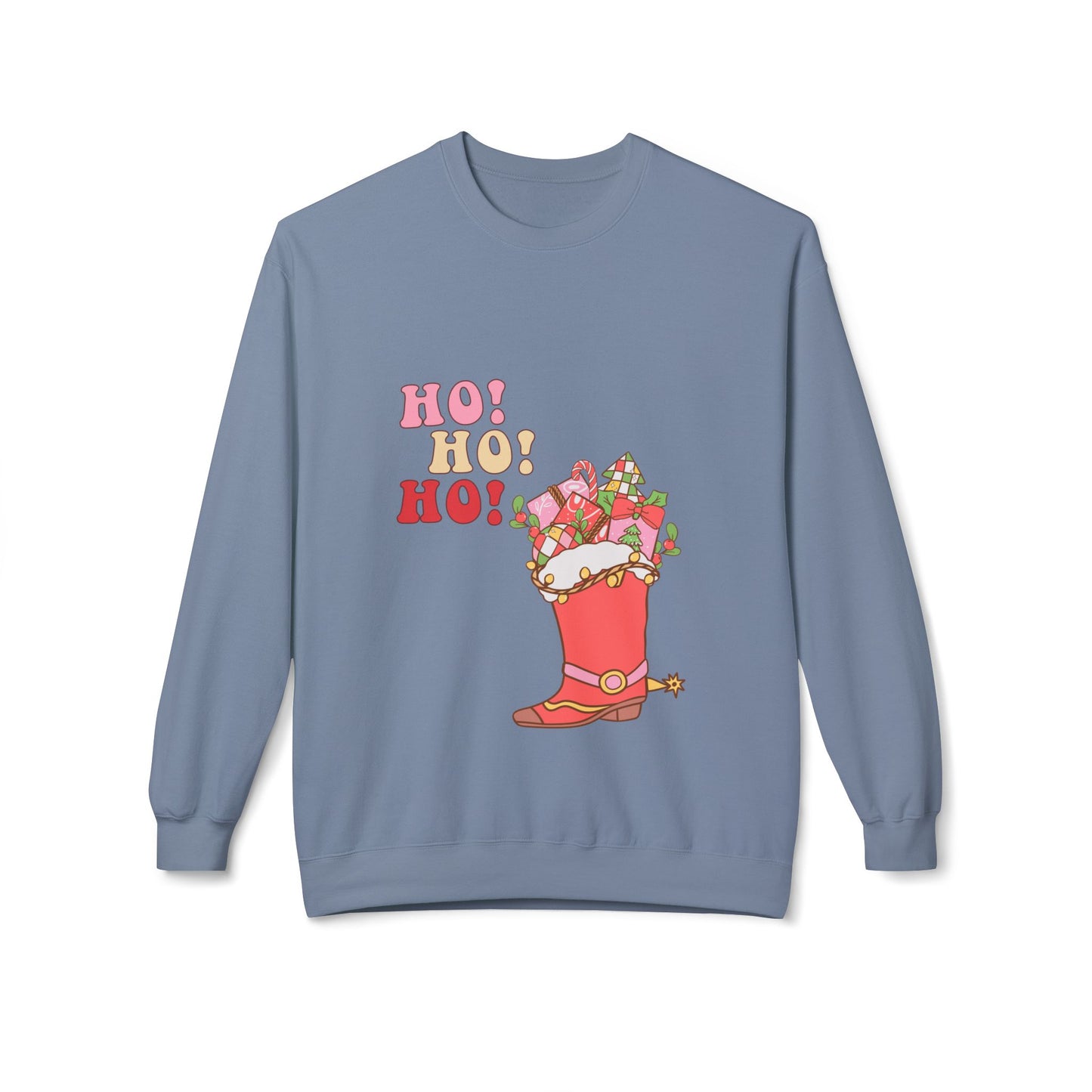 Friday Knights - hohoho cowboy boot Fleece Crewneck Sweatshirt
