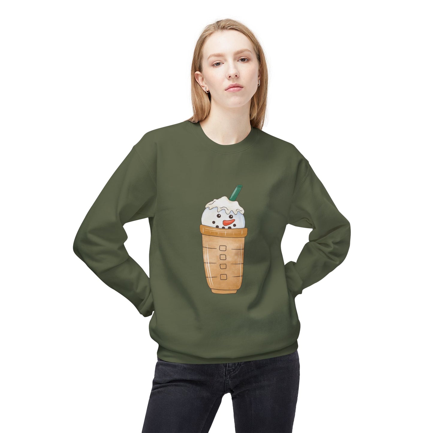 Friday Knights -  Snowman Coffee Cup Frappe fleece Sweatshirt