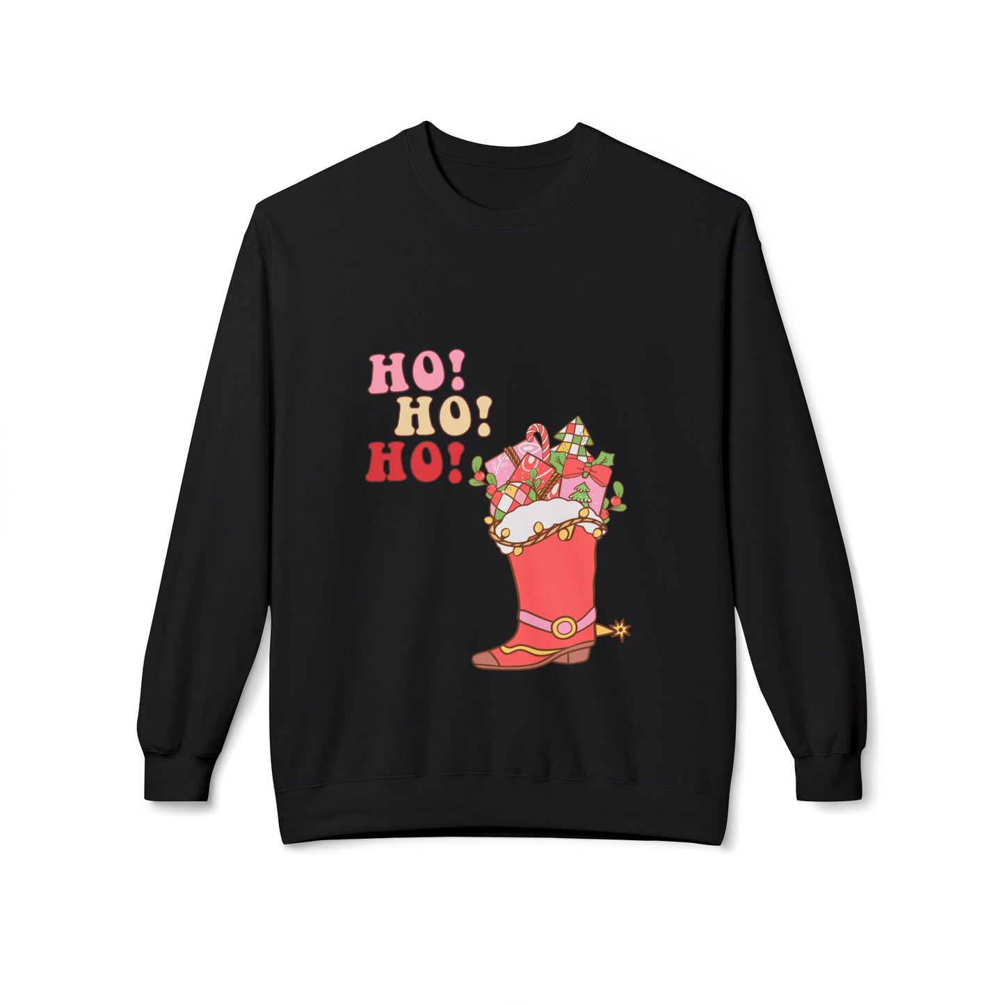 Friday Knights - hohoho cowboy boot Fleece Crewneck Sweatshirt