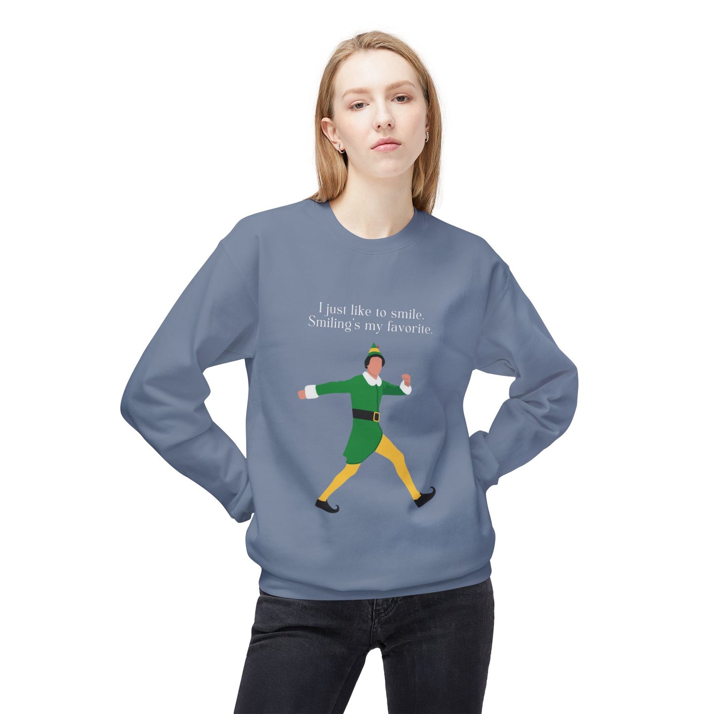 Friday Knights -  I just like smiling ELF Fleece Crewneck Sweatshirt