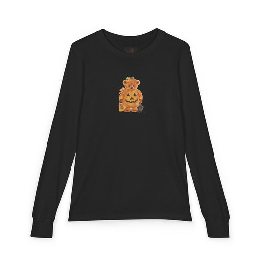 Friday Knights KIDS- Teddy Bear Pumpkin Jack-O’-Lantern Long Sleeve Tee